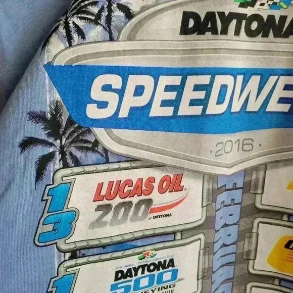 DAYTONA SPEEDWEEKS 2016 Men's T-Shirt Size Large Light Blue Short Sleeve - Picture 6 of 10